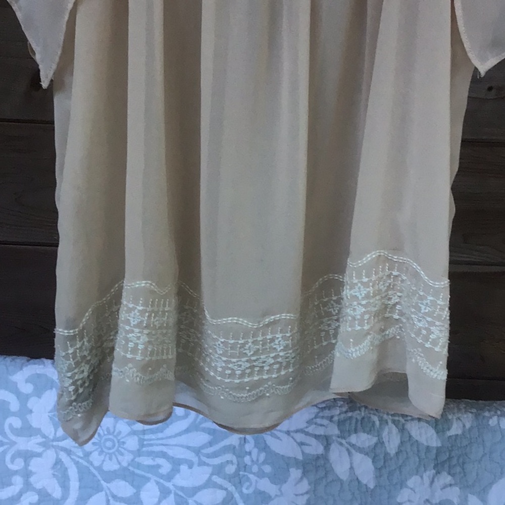 Forever 21 Sheer Beige Blouse Sm - Picture 7 of 9